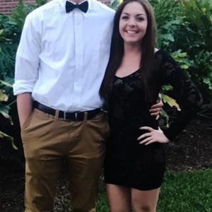 Bebe black and nude dress